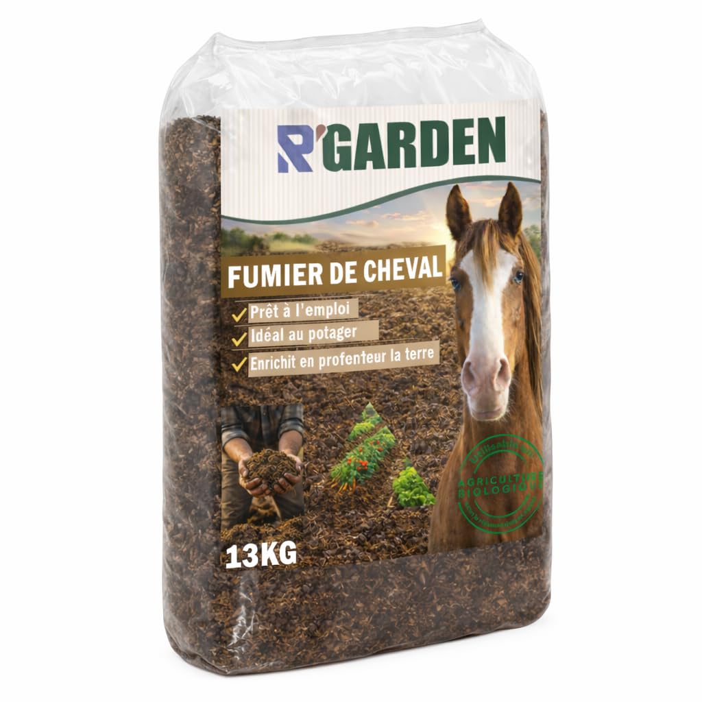 🐴 R'Garden – Fumier de Cheval Naturel 🌿 | Engrais Organique Composté pour Potager, Massifs & Jardin 🌸 | Sol Fertile et Enrichi 🌱