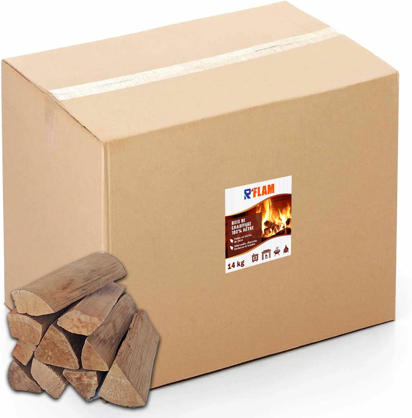🌳 Bois de Chauffage 100% Hêtre – Bûches 25 cm 🔥 | Bois Sec Haute Performance 💨 | Pour Cheminée, Poêle, Insert, Barbecue, Braséro 🍖 | R’FLAM
