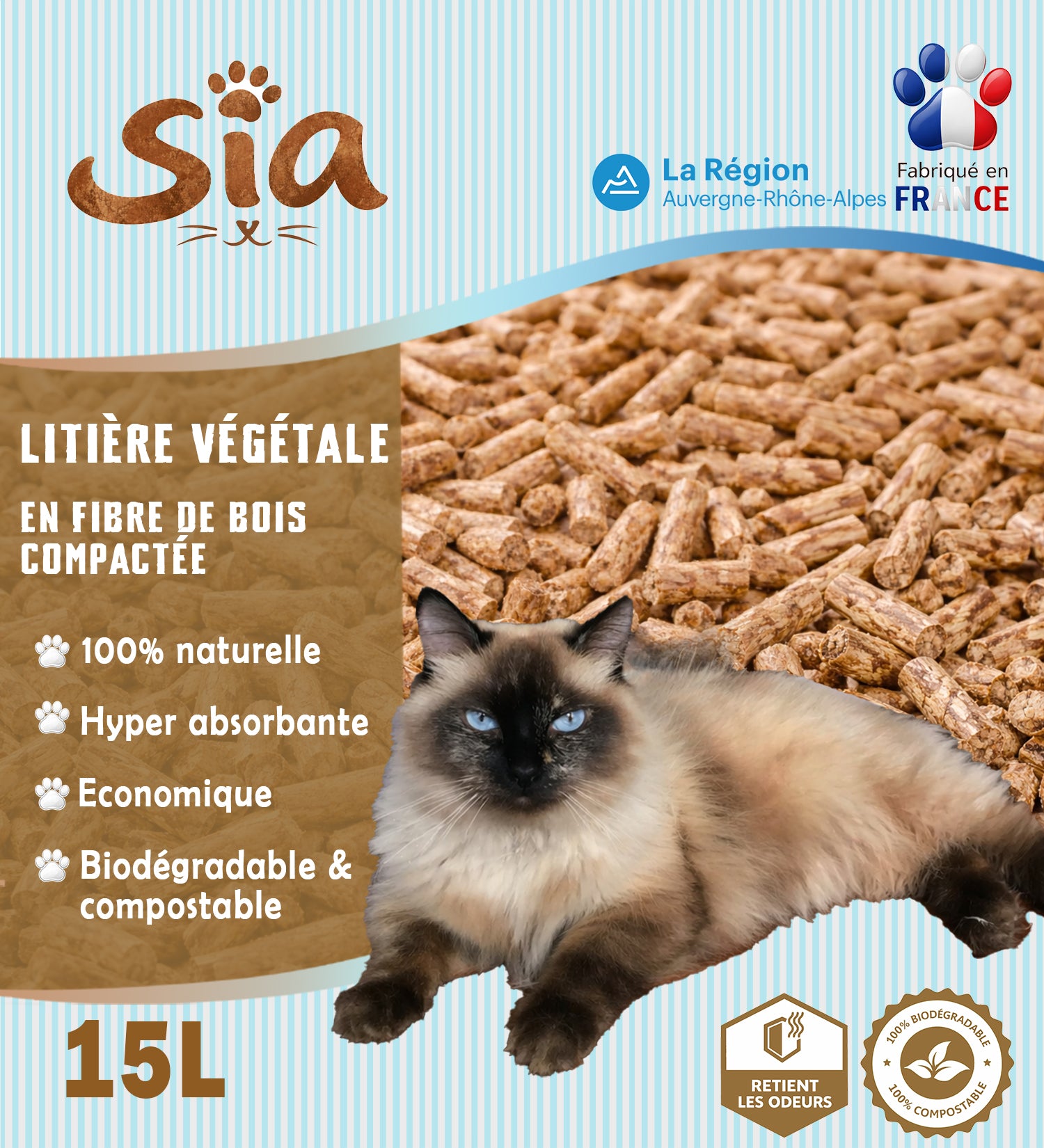 SIA Litière 🐱🌿 – Litière Végétale en Granulés de Bois 🪵 | Écologique ♻️ | Fabriquée en Auvergne 🌋