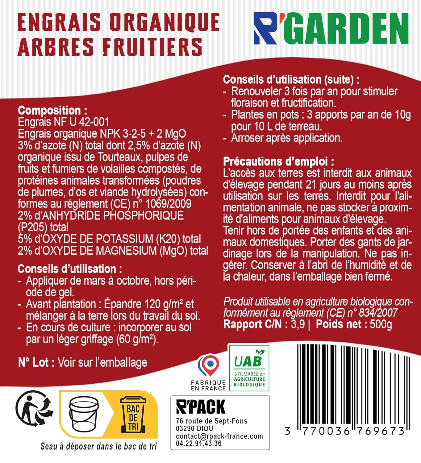 🌳 Engrais Organique Arbres Fruitiers 🍏 | Fertilisant Naturel pour Verger 🌿 | Récoltes Abondantes 🍎 | UAB – Agriculture Biologique 🌍 | Fabriqué en France 🇫🇷