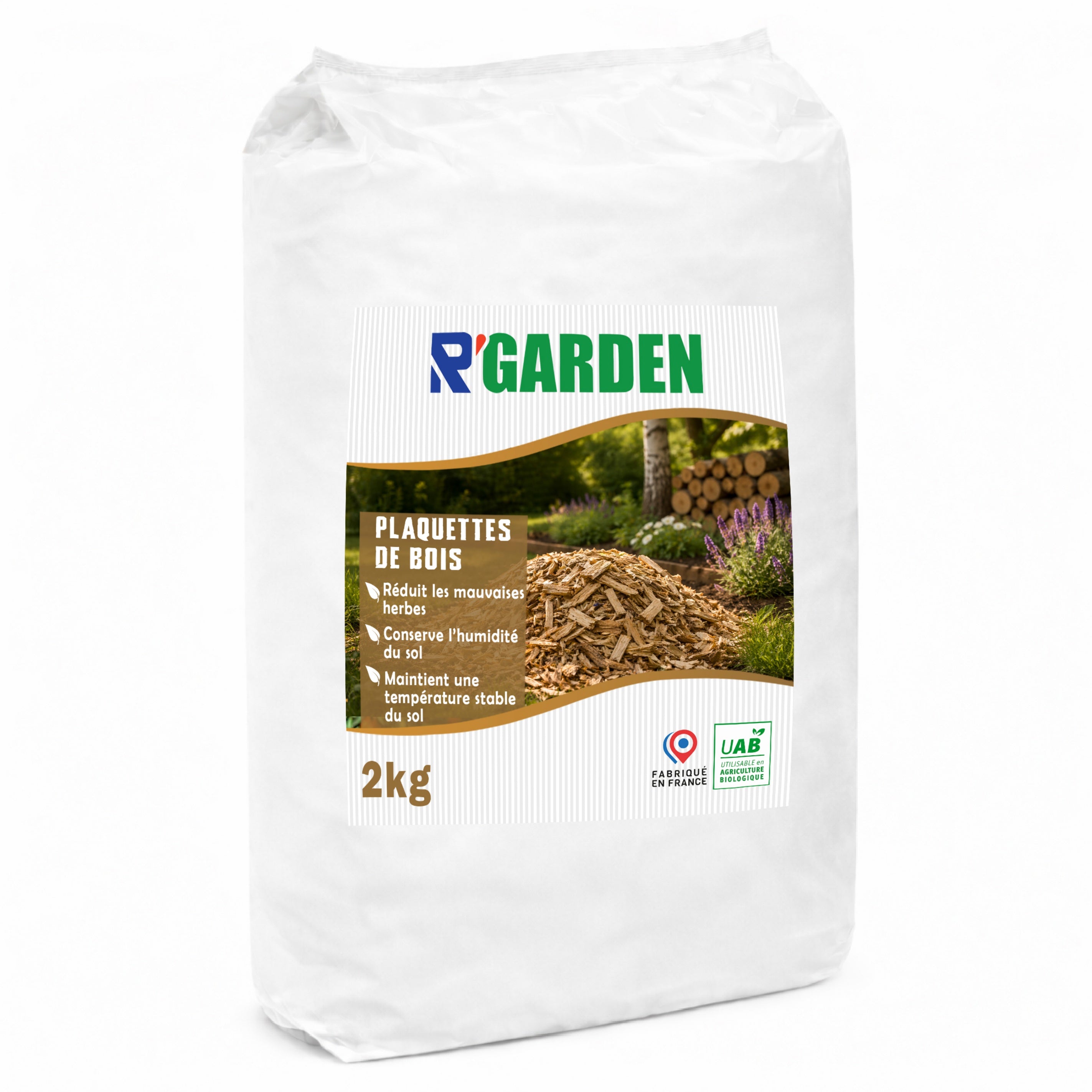 R’Garden Plaquettes de Bois 🌿 | Paillage Naturel 🌱 | Copeaux 100% Naturels 🍃 | Réduit les Mauvaises Herbes 🚫🌾 | Conserve l’Humidité 💧 | Protège les Racines 🌳 | Idéal Jardin 🏡, Potager 🥕, Massifs 🌸 et Arbustes 🌲