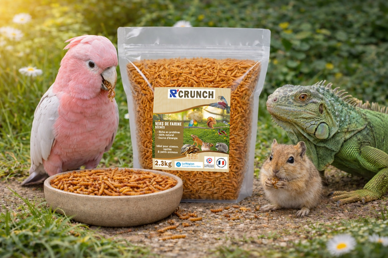 🐛 Vers de Farine Séchés Premium 🇫🇷 | Origine Auvergne Rhône-Alpes France | Idéal petits animaux 🐾